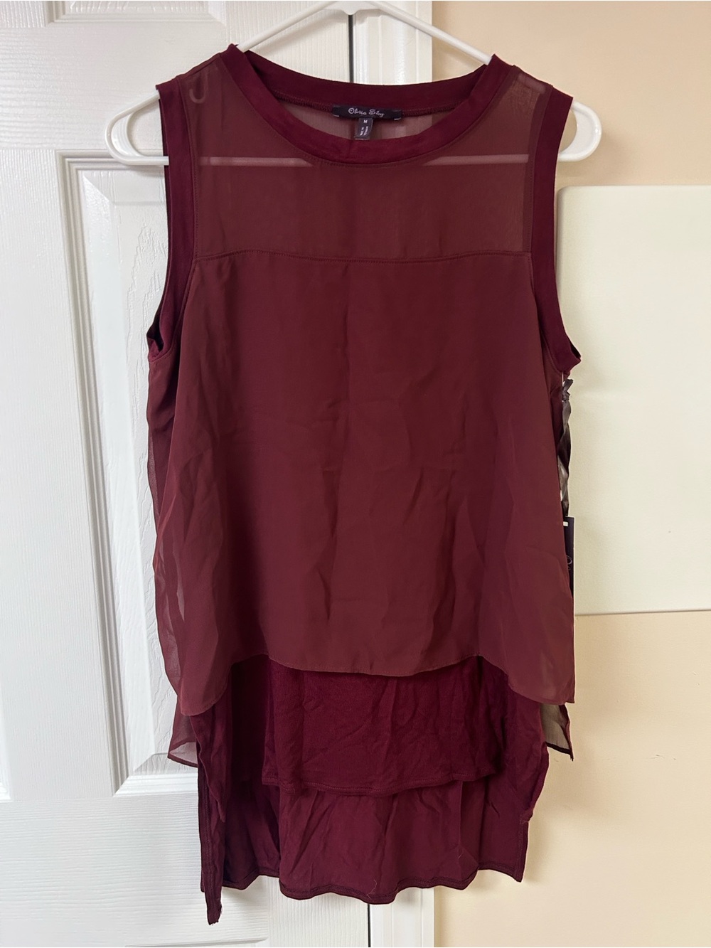 NWT Olivia Sky Layers Sleeveless Tunic Burgandy